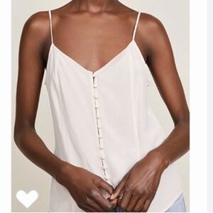 FRANK AND OAK off white button front camisole top adjustable straps crepe sz XL